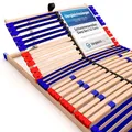 Stabiler Lattenrost 100% BUCHE Lattenrahmen - Kopfteil verstellbar - SCHULTERFRÄSUNG, 7 Zonen, 42 Federleisten, Härte-Regulierung, Mittelgurt - Vario Sleep Best 42® unmontiert (140x200cm)