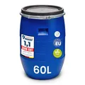 Garronda 60 Liter Deckelfass Weithalsfass aus HDPE Regenfass für Garten Fass 60l Wassertonne Futtertonne Wasserbehälter Universalfass Wasserfass Lebensmittelfass Wassertank GD-0078 Blau