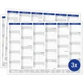 TOBJA Wandkalender A4 Tafelkalender Blau 2025 3er Set, Wandkalender, Jahresplaner, Schulferien, Feiertage, Kalender 2025