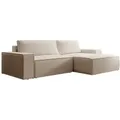 Ecksofa mit Schlaffunktion - Ecke rechts - Strukturstoff - Beige - AMELIA