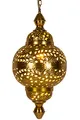 Orientalische Lampe Pendelleuchte Fahda Gold 50cm E27 Lampenfassung | Marokkanische Design Hängeleuchte Leuchte aus Marokko | Orient Lampen für Wohnzimmer Küche oder Hängend über den Esstisch