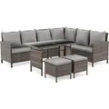 Svita Madison Rattan-Lounge Ecksofa Rattan-Lounge Gartenmöbel-Set Braun