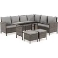 Svita Rattan-Lounge, Braun, Kunststoff, 2, 7-Sitzer, Rechteckig,rechteckig, Loungemöbel, Gartenlounge-Sets