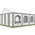 Hochwertiges Partyzelt 4x6 m Pavillon Zelt ca. PE Plane 450 N Gartenzelt Festzelt Bierzelt Wasserdicht grau-weiß - Weiß