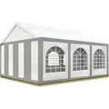 Hochwertiges Partyzelt 4x6 M Pavillon Zelt Pe Plane 450 N Gartenzelt Festzelt Bierzelt Wasserdicht Grau-weiß