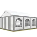 Partyzelt Pavillon 4x6m Bierzelt Festzelt Gartenzelt Vereinszelt Zelt grau-weiß