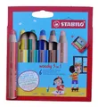 STABILO woody 3 in 1 Buntstifte 6 verschiedene Farben mit Spitzer Kinder malen