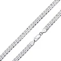 MATERIA Herren Panzerkette Silber 925 6mm flach rhodiniert - Männer Halskette Kette 6-fach diamantiert massiv K79, Länge Halskette:45 cm