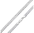 Materia Silberkette Herren Panzerkette diamantiert 6mm K79, 925 Sterling Silber, rhodiniert