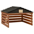 vidaXL Tannenholz Mähroboter Garage Dach Unterstand Überdachung Rasenmäher Überdachung Holzgarage Rasenroboter Mährobotergarage Schwarz Braun 78x74x54cm