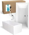 Calmwaters® Acryl Premium Badewanne Komplettset 190x90 cm - EU - mit Wannenträger & Ablaufgarnitur - Duo-Badewanne 2 Personen