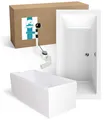 Duobadewanne Komplettset 190x90 cm Wannenträger Ablaufgarnitur 2 Personen eckig