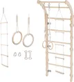 MAMOI® Klettergerüst Indoor, Sprossenwand für kinderzimmer, Turnringe kinder für klettern, Kletterwand und spielgeräte, Midi Turngeräte mit Klimmzugstange für drinnen, Sportgeräte ab 3 jahren