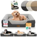 ELONEO orthopädisches Hundebett kleine Hunde - 76x51x17cm, Hundekorb mit Memory Foam, Hundematte wasserdicht und waschbar, Hundekissen, Hundematratze mit weicher Polsterung, grau