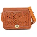 ALMADIH kleine Leder Damentasche Umhängetasche DALIA Handarbeit Ledertasche Handtasche Schultertasche Freizeittasche Abendtasche Cross Body kompakte Tasche Naturleder braun Vintage (DALIA camel)