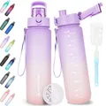 AOPREL Trinkflasche 1l, Trinkflasche Sport Tritan & BPA-Frei Wasserflasche Mit Filter und Bürste, Auslaufsicher Sportflasche Für Fitness, Wandern, Camping, Schule und Büro