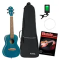 Konzert Ukulele Ortega RUOCEAN Blue Satin Set mit Gigbag, Tuner, Saiten & Schule
