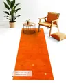 carpetfine Wollteppich Gabbeh Uni Läufer Orange 60x180 cm | Moderner Teppich für Wohn- und Schlafzimmer