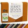 Strauss Home Premium Spannbettlaken Jersey 90x200-100x200 cm - 160 g/m² 100% gekämmte Baumwolle, 25 cm Steg, Oeko-TEX - für Einzelbett, Gästebett, Kinderbett - Senfgelb