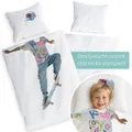 Kinderbettwäsche 135 x 200 Junge Skater Cool Baumwolle Kinder Bettwäsche 135x200