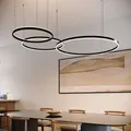 s.luce LED 3er-Ring Pendelleuchten Kombination Exzentrisch Hängelampe Ringlampe Aluminium 80 | 60 | 40cm Rund