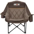 OVERMONT Übergroßer Klappbar Campingstuhl Campingsofa - bis 204KG Belastbar - Faltbar Campingsessel Gepolstert mit Getränkehalter Kühltasche hoher Rückenlehne für Outdoor Indoor Camping Garten Khaki