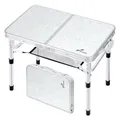Sportneer Klappbarer Campingtisch, höhenverstellbar, Kleiner Klapptisch, tragbare Campingtische (59,9 cm L x 39,9 cm B (2 Höhen)) mit Netzschicht für Outdoor