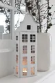Laterne MAISON weiß shabby chic Metallhaus beleuchtet H41cm Dekohaus Kerzenhaus