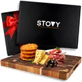 STOVY® Schneidebrett Holz – Stirnholz Schneidebrett aus massivem Akazienholz 40 x 30 x 3cm – Antibakterielles Hirnholzbrett – Akazienholz