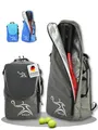BALLO® Tennisrucksack Tennistasche [NEUHEIT] Schlägertasche Rucksack Tasche Tennis Badminton | Damen Herren mit Schuhfach & geschlossenem Schläger Fach Farbe Grau