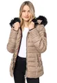 Navahoo warme Damen Winter Jacke Steppjacke mit Teddyfell B900 [B900-Umay-Pri.-Taupe-Gr.XL]