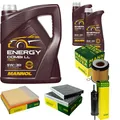 MANN-FILTER Inspektionspaket MANNOL 7L Energy Combi LL 5W-30 für BMW 5er 535i