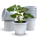 Plastard Pflanzkübel 3er, 5er, 10er Sets, Blumentopf mit passenden Untersetzer 15 - 40 cm (10 St., Blumenkübel ist Witterungs-, frost- und UV-beständig) weiß Ø 18 cm