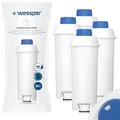 Wessper Wasserfilter Kartuschen für Kaffeevollautomat, Ersatz Filter für DeLonghi DLSC002, SER3017, ECAM, ESAM, ETAM, SECAM, Series S, Filterkartuschen für Kaffeemaschinen - 4er Pack