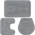 vidaXL Badematten-Set 3-Tlg Stoff Grau