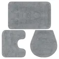 vidaXL Badematte 3-TLG. Grau Badteppich Badvorleger Deckelbezug Badezimmer Set