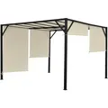 Pergola Baia, Garten Pavillon Terrassenüberdachung, stabiles 6cm-Stahl-Gestell + Schiebedach ~ 4x4m