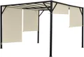 HW Pergola Baia 6cm-Stahl-Gestell + Schiebedach beige Pavillon Überdachung 4x4m