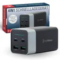 freeVoice Multipower Schnellladegerät 120 W I USB-C Netzteil für Steckdose I 2 USB-A & 2 USB-C Anschlüsse I 4 in 1 Ladegerät für Smartphone, Laptop & Tablet I Mehrfach Ladestation I GaN Charger