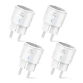 EIGHTREE Smart WLAN Steckdose 4er Pack, Alexa Zubehör WiFi Steckdose mit Strommessung, Sprachsteuerung & Timer, Smart Home funktioniert mit Alexa, Google Home, TÜV Zertifiziert