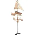 Relaxdays Wetterfahne Schiff, Metall, Windrichtungsanzeiger fürs Dach, Garten, Windfahne mit Himmelsrichtungen, kupfer