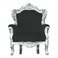Casa Padrino Barock Sessel King Schwarz / Silber 85 x 85 x H. 120 cm