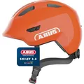 ABUS Kinderhelm Smiley 3.0 - Fahrradhelm mit tiefer Passform, kindergerechten Designs & Platz für einen Zopf - für Mädchen und Jungs - Orange Glänzend, Größe M