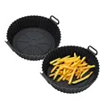 Spetebo Airfryer Silikon Form rund 20,5 cm wiederverwendbar - 2er Set - Kunststoff Backform für die Heißluftfritteuse BPA-frei - Silikonform Silikoneinsatz Backform für Heißluft Fritteuse