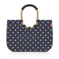 reisenthel loopshopper L frame frame metallic dots blue – Stabile Tasche mit praktischen Fächern aus recycelten PET-Flaschen – Charmantes und wasserabweisendes Design
