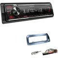 Kenwood KMM-BT209 1-DIN Autoradio Bluetooth USB AUX-In Short Body mit Einbauset für Ford KA 1996-2008 blau-metallic