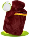 Hugo Frosch Wärmflasche Klassik 1,8l – Made in Germany – mit kuscheligem Flauschbezug Herbstrot – große, auslaufsichere Bettflasche – langlebig & mit waschbarem Bezug
