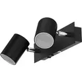 ledscom.de Wandspot WAIKA, zweiflammig, mit Schalter, schwarz matt, inkl. LED GU10 Lampen je 450lm warmweiß
