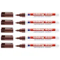 Edding Permanent Marker 400, Braun, feine Spitze, 1 mm, 5 Stück