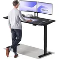 Desktronic HomePro Elektrisch höhenverstellbarer Schreibtisch 160x80cm Schwarz/Schwarz mit Memory-Funktion, Anti-Kollisions Technologie, USB-A und... - Schwarz